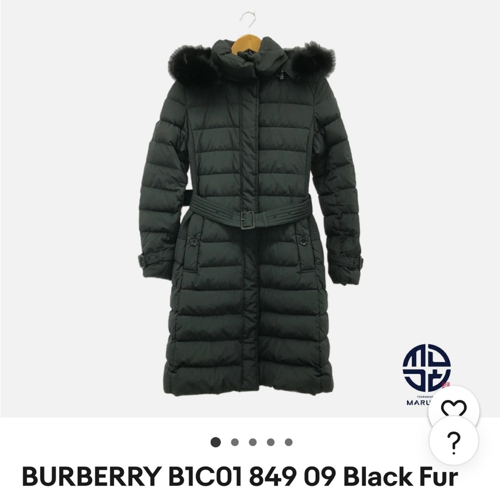 Burberry Black Puffer Coat with Fur Trim size XS